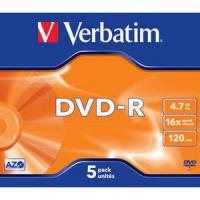 Dvd-r verbatim advanced azo 16x 4.7gb 5 unidades