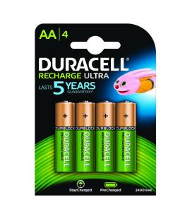 Pack 4 pilas aa recargables duracell hr06-p - nimh - 1.2v - 2500mah - precargadas listas para utilizar