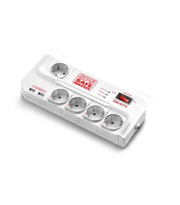Regleta con interruptor Salicru SAFE MASTER/ 5 Tomas de corriente/ 1 Master/ 2 USB/ Blanca