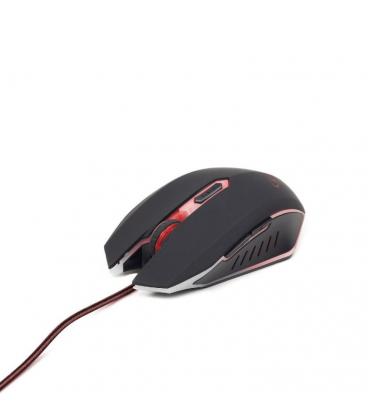 Gembird MUSG-001-R USB 2400DPI Ambidextro Negro, Rojo ratón - Imagen 1