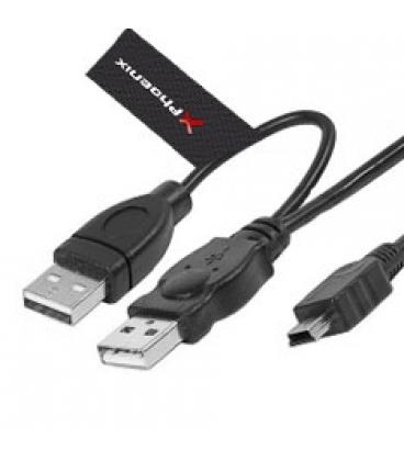 Cable phoenix 2 conectores usb 2.0 a / mini usb b 5 pines (para extra corriente dispotivio externo) 1.5 m negro - Imagen 1