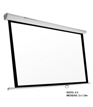 Pantalla manual videoproyector pared y techo phoenix 100´´ ratio 4:3 / 16:9 2m x 1.5m posicion ajustable / carcasa blanca / tela