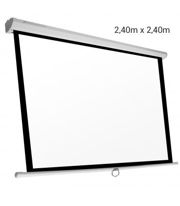 Pantalla manual videoproyector pared y techo phoenix 135´´ ratio 1:1 /16:9 / 4:3 2.4m x 2.4m posicion ajustable / carcasa blanc