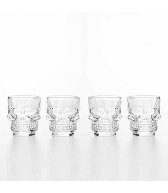 pack de 4 Juego de Chupitos Calavera con Relieve