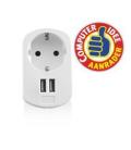 Cargador usb ewent 2 puertos/ 155w/ enchufe shuko blanco - Imagen 9