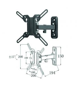 Soporte articulado de pared phoenix para tv/monitor rotacion 180º hasta 42" inclinacion 15º vesa 200x200 hasta 25kg color negro 