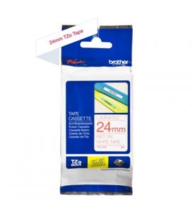 Brother TZe252 cinta laminada 24mm Rojo/Blanco 8m