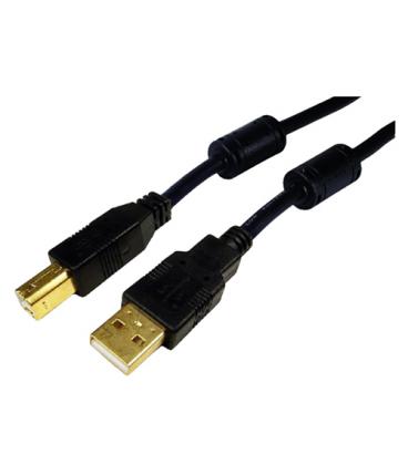 Nanocable 10.01.1202. Cable USB 2.0 con ferrita. Tipo A/M-B/M. Negro. 2.0m - Imagen 1
