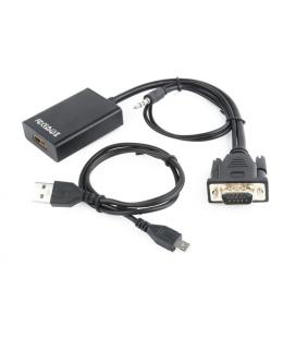 Gembird A-VGA-HDMI-01 HDMI 19 pin Negro adaptador de cable