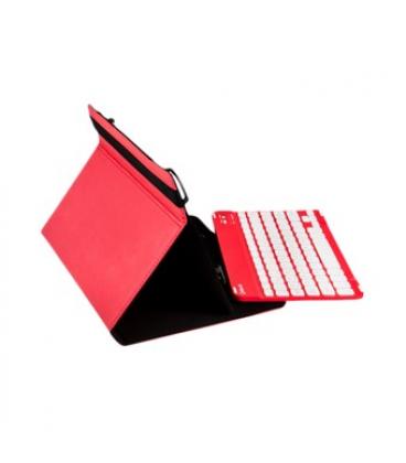 Funda universal gripcase silver ht para tablet 9-10" + teclado bluetooth rojo - Imagen 1