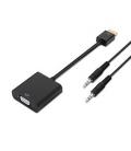 CONVERSOR HDMI A SVGA+AUDIO, HDMI A/M-SVGA/H+JACK 3.5/H, NEGRO, 10CM+1.0M