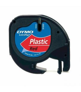 Cinta Rotuladora Adhesiva de Plástico Dymo 91203/ para Letratag/ 12mm x 4m/ Negra-Roja