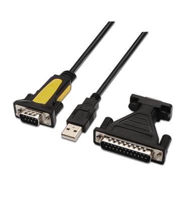 Conversor USB a SERIE. tipo A/M-RS232 DB9/M DB25/M. negro. 1.8m - Imagen 1