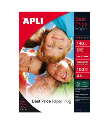 Papel fotográfico apli 11804 best price 140g - glossy - 100 hojas a4 - Imagen 1