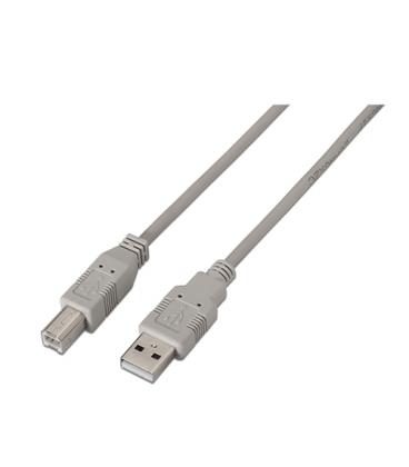 Cable USB 2.0. Tipo A/M B/M. Beige. 3m. - Imagen 1