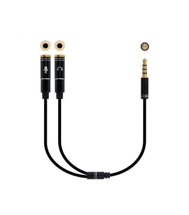 CABLE ADAPTADOR AUDIO NANO CABLE JACK 3.5/M - 2XJACK 3.5/H 30CM NEGRO