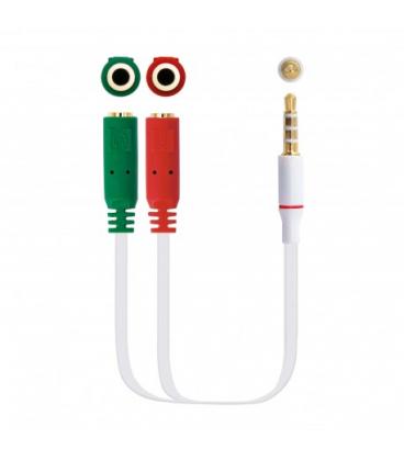 CABLE AUDIO NANO CABLE JACK 3.5/M 4 PIN-2XJACK 3.5/H 3 PIN 20 CM BLANCO