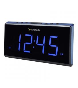Despertador sunstech frd28bl - fm - 10 presintonias - alarma dual programable - pantalla led 16.5cm - calendario - funciones - 
