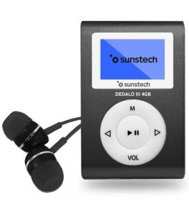 Reproductor mp3 sunstech dedaloiii 4gb black - pantalla 2.79cm - fm 20 presintonias - grabadora radio/voz - batería - clip