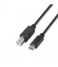 Cable usb 2.0 impresora aisens a107-0054 - conectores usb tipo-c macho/ usb-b macho - 2m - negro - Imagen 1