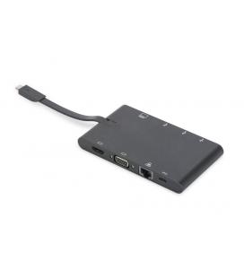 CONVERSOR HUB DIGITUS USB-C 9-Port 2x video 2x USB-C 2x USB3.0 RJ45 2x SD/MMC - Imagen 1