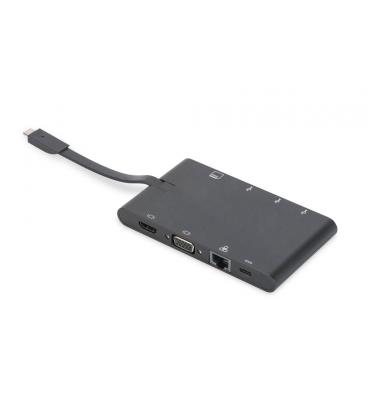 CONVERSOR HUB DIGITUS USB-C 9-Port 2x video 2x USB-C 2x USB3.0 RJ45 2x SD/MMC - Imagen 1