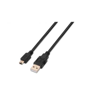Cable usb 2.0 aisens a101-0026 - conectores usb tipo a macho/mini usb 5 pines - 3m - negro - Imagen 1