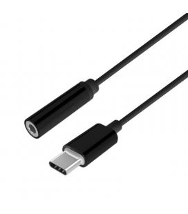 Adaptador usb tipo-c a audio aisens a109-0385 - conectores usb tipo-c macho / jack 3.5 hembra - 15cm - negro