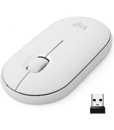 Ratón inalámbrico logitech pebble m350 blanco crudo - 1000dpi - 3 botones - conectividad bt / 2.4ghz - nano receptor usb - 1*aa