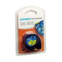 Cinta rotuladora autoadhesiva dymo plastico negro-amarillo 12mm x 4 metros para rotuladoras letratag