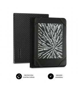 Funda subblim clever ebook para e-reader 6'/15.24cm black - material exterior símil fibra de carbono - cierre mediante solapa