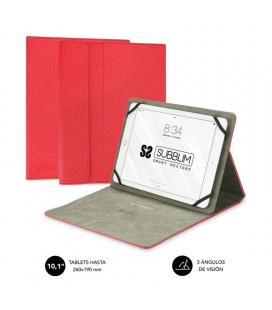 Funda universal subblim clever stand para tablet hasta 10.1'/25.6cm red - material exterior acabado cloth - interior - Imagen 1