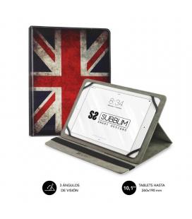 Funda universal subblim trendy england para tablet hasta 10.1'/25.6cm - rotación 360º - exterior símil piel - interior - Imagen 