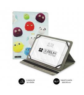 Funda universal subblim trendy furry para tablet hasta 10.1'/25.6cm - exterior símil piel - interior aterciopelado - cierre