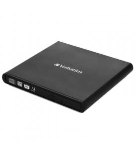 Grabadora externa cd/dvd slimline verbatim 98938 black - cd 24x - dvd 8x - compatible con mdisc - usb 2.0 - incluye software