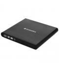 Grabadora externa cd/dvd slimline verbatim 98938 black - cd 24x - dvd 8x - compatible con mdisc - usb 2.0 - incluye software - I