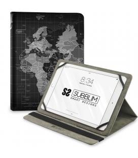 Funda universal subblim trendy case world map para tablet hasta 10.1'/25.6cm - stand 3 ángulos visión - fijaciones silicona -