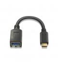 Cable USB 3.1 Gen1 OTG 5Gbps 3A. Tipo C Macho / A Hembra. Negro. 15cm. - Imagen 1
