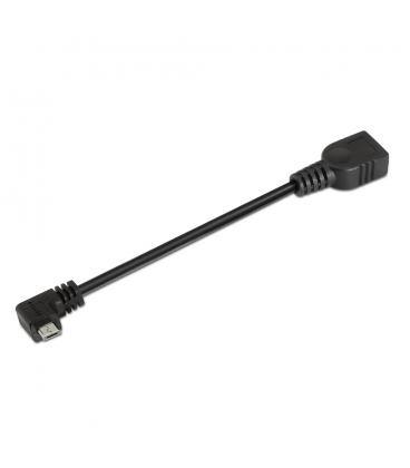 Cable USB OTG Acodado. Tipo Micro-B Macho/Tipo-A Hembra. Negro. 15cm. - Imagen 1