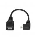Cable USB OTG Acodado. Tipo Micro-B Macho/Tipo-A Hembra. Negro. 15cm. - Imagen 2