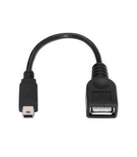 Cable USB OTG. Tipo Mini-B Macho/Tipo-A Hembra. Negro. 15cm. - Imagen 1