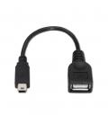 Cable USB OTG. Tipo Mini-B Macho/Tipo-A Hembra. Negro. 15cm. - Imagen 1
