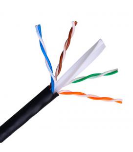 Cable de red RJ45 exterior impermeable Cat6 UTP Rígido AWG24. Negro. Bobina 100m. - Imagen 1
