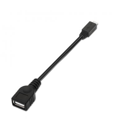 Cable USB OTG. Tipo Micro-B Macho/Tipo-A Hembra. Negro. 15cm. - Imagen 1