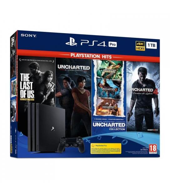 CONSOLA SONY PLAYSTATION 4 PRO 1TB + THE LAST OF US + UNCHARTED LEGACY + UNCHARTED COLLECTION + UNCH