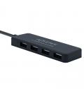 Hub usb aisens a104-0402 negro - conectores 1*usb-a 2.0 macho / 4*usb-a 2.0 hembra - longitud cable 30cm - Imagen 1