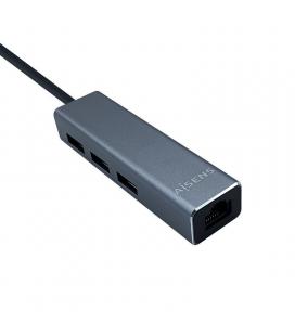 Hub usb aisens a106-0401 gris + adaptador lan - conectores 1*usb-a macho / 3*usb-a hembra - rj45 10/100/1000 - longitud cable