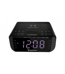 Despertador con base de carga inalámbrica sunstech frd50btwc negro - pantalla 10cm - bluetooth - fm - altavoz integrado 3w - - I