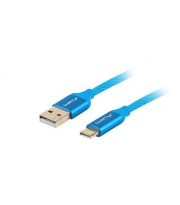 CABLE USB LANBERG 2.0 MACHO/USB C MACHO QUICK CHARGE 3.0 1M AZUL - Imagen 1