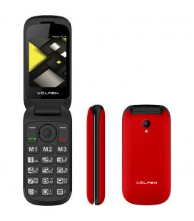 Telefono movil volfen flip rojo - tipo concha - 3 memorias directas - pantalla 2.4 - dual sim - micro sd - camara - bateria la